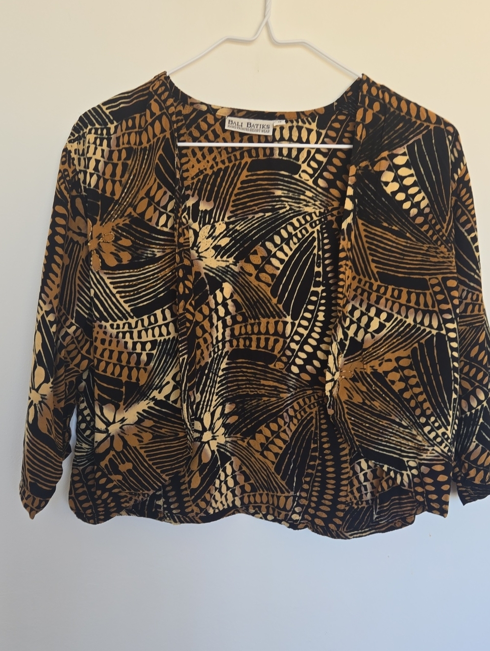 Bali Batiks Black & Gold Floral-Print Shirt With Light Beading